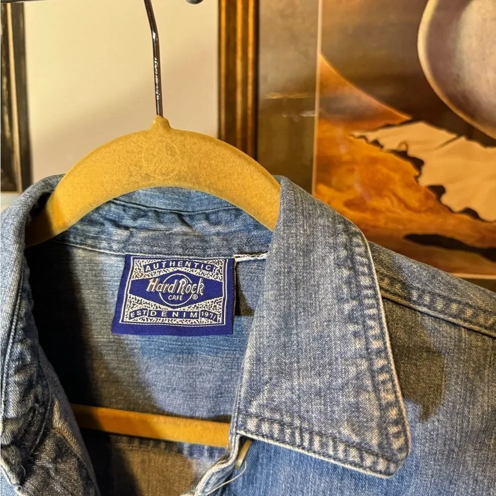 Vintage Hard Rock Cafe Denim Button Up Shirt
